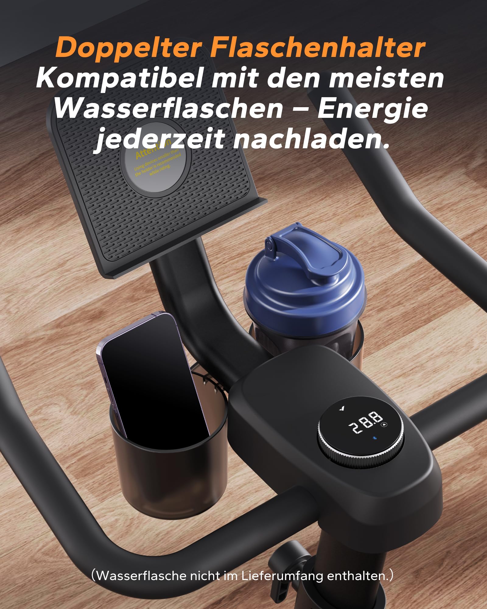 MERACH Heimtrainer Fahrrad mit Magnetischem Widerstand, Leises Bremsbelag/Hometrainer Fahrrad mit Verbessertem LCD-Monitor, Indoor Cycling Bike mit Hantelrack, Tablet-Halter, Eigener App, Bis 136KG